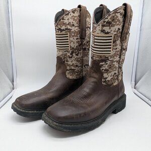 JB DILLON Mens 8.5 EE Digital Camo JBR1123 USA American Flag Cowboy Boots W001